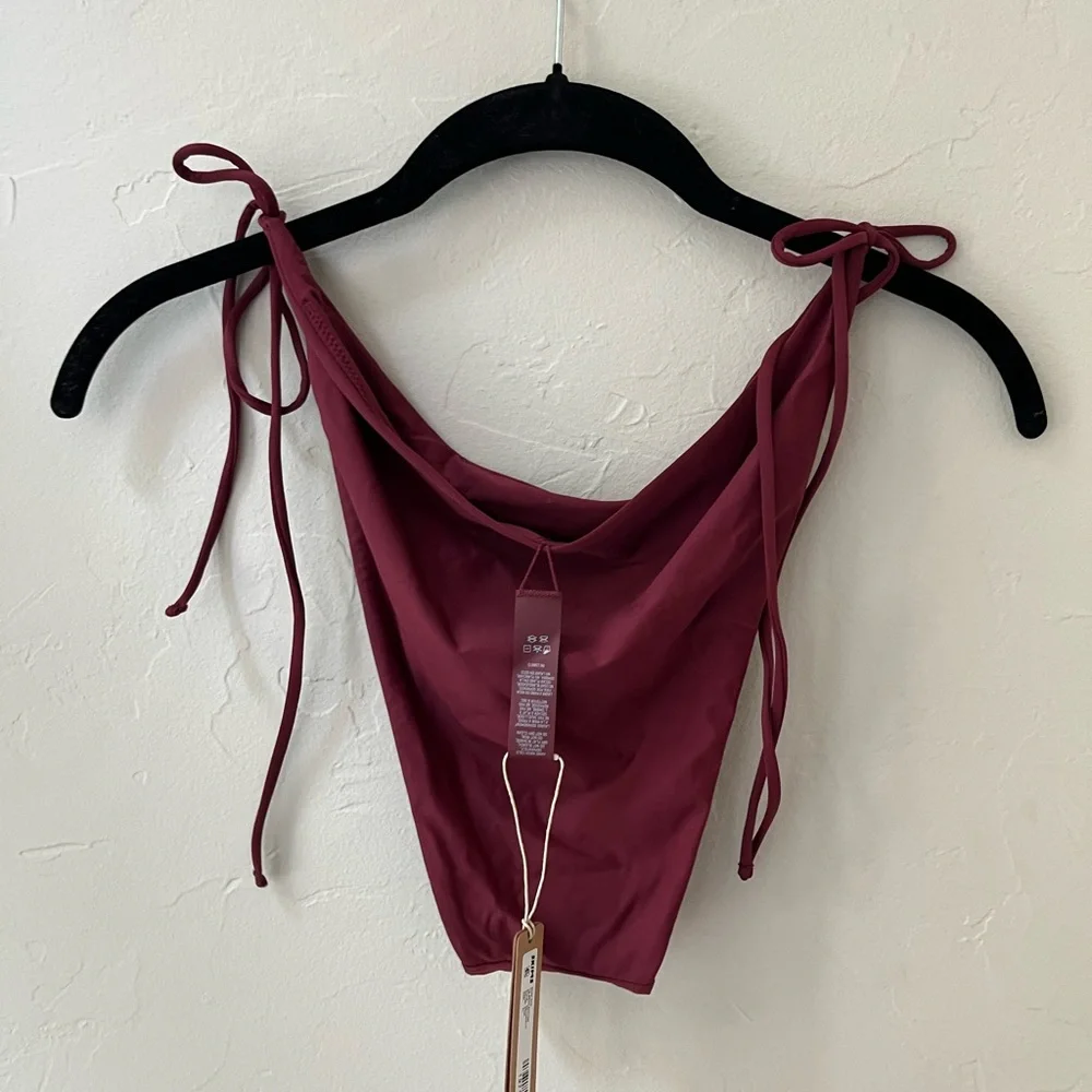 ♥️SKIMS SWIM RHINESTONE TIE BIKINI BOTTOM WINE XL